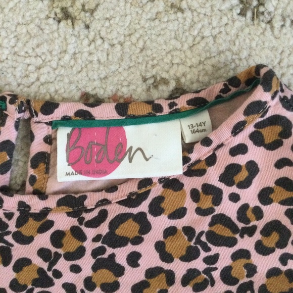 Mini Boden Girls Pink Leopard Print Dress - Picture 4 of 7